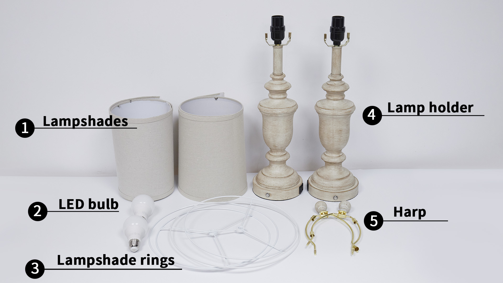 Cinkeda Farmhouse Table Lamps Set of 2 with USB Charging Port for